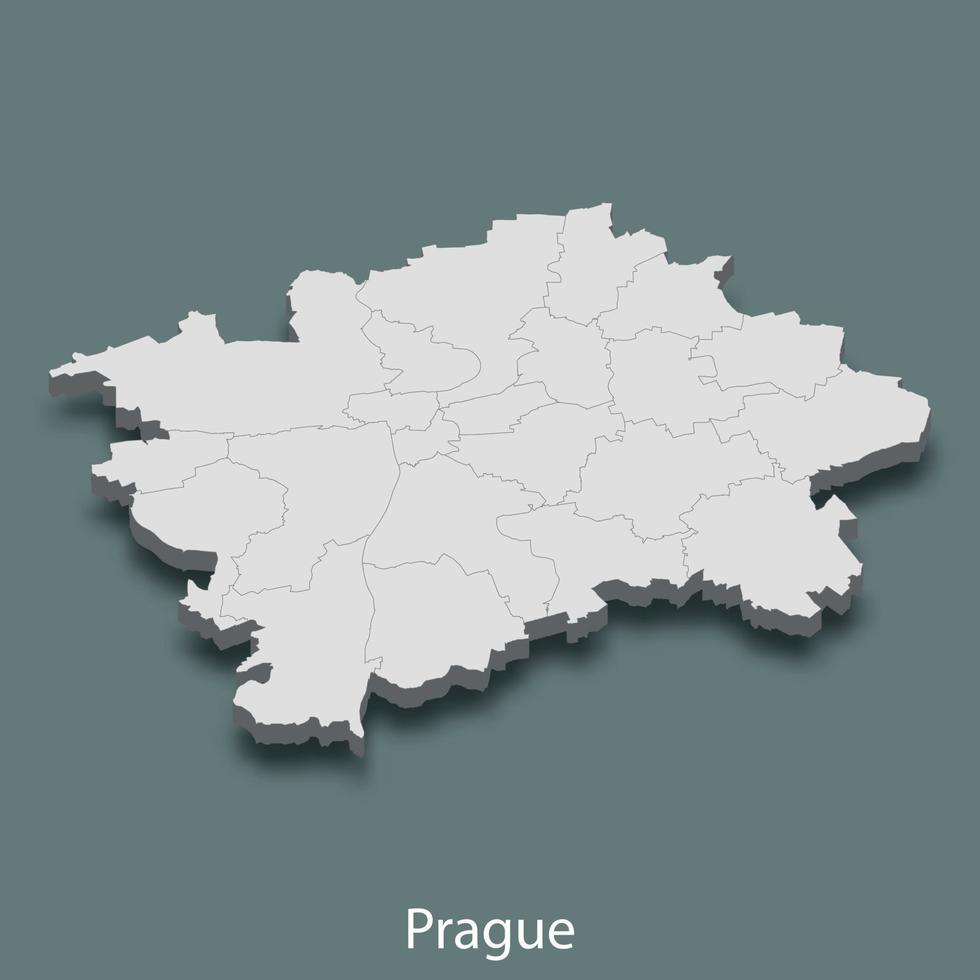 isometrische 3d-karte von prag ist eine stadt der tschechischen republik vektor