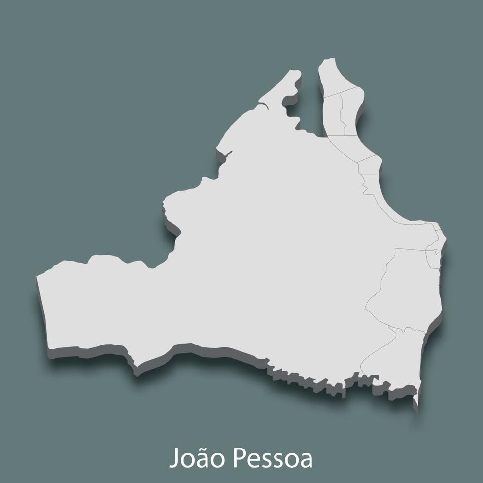 3d isometrisk Karta av joao pessoa är en stad av Brasilien vektor