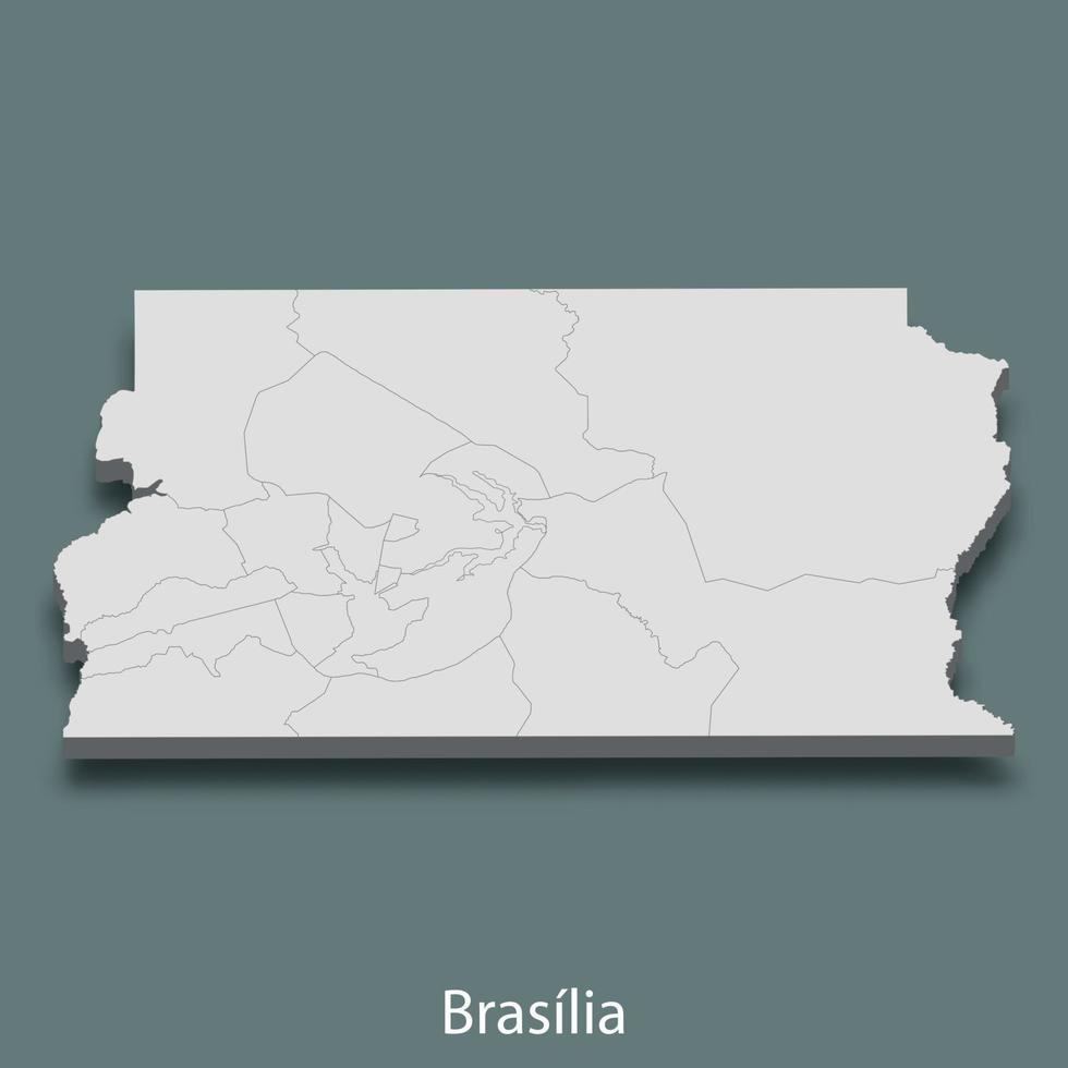 isometrische 3d-karte von brasilia ist eine stadt von brasilien vektor