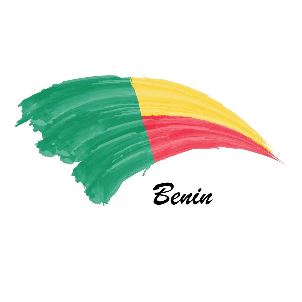 vattenfärg målning flagga av benin. borsta stroke illustration vektor