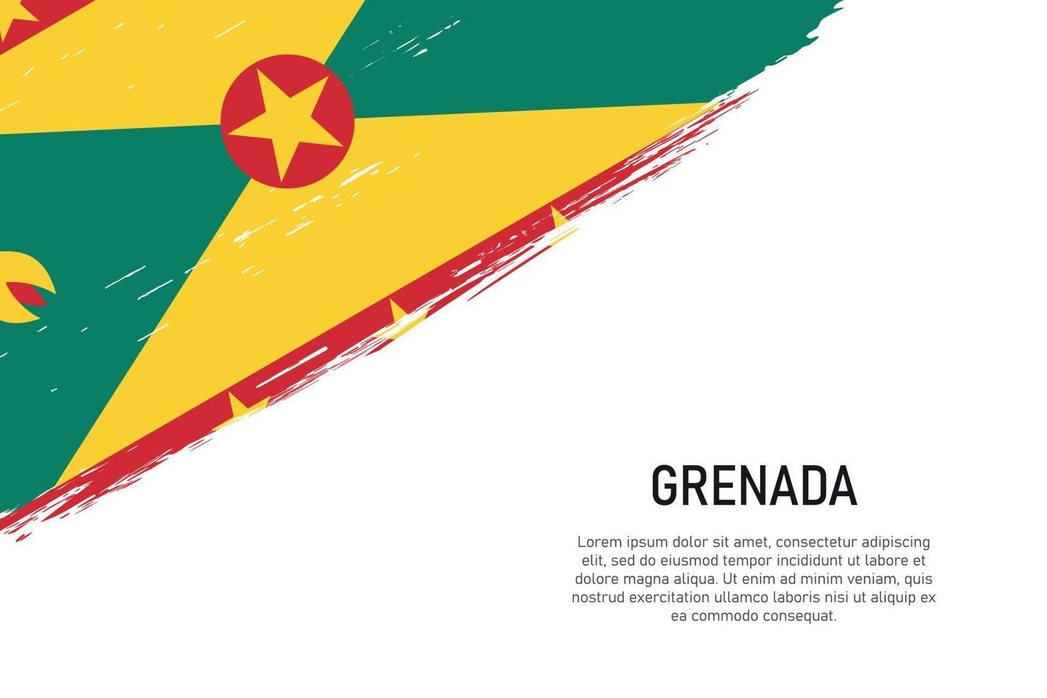 grunge styled borsta stroke bakgrund med flagga av grenada vektor