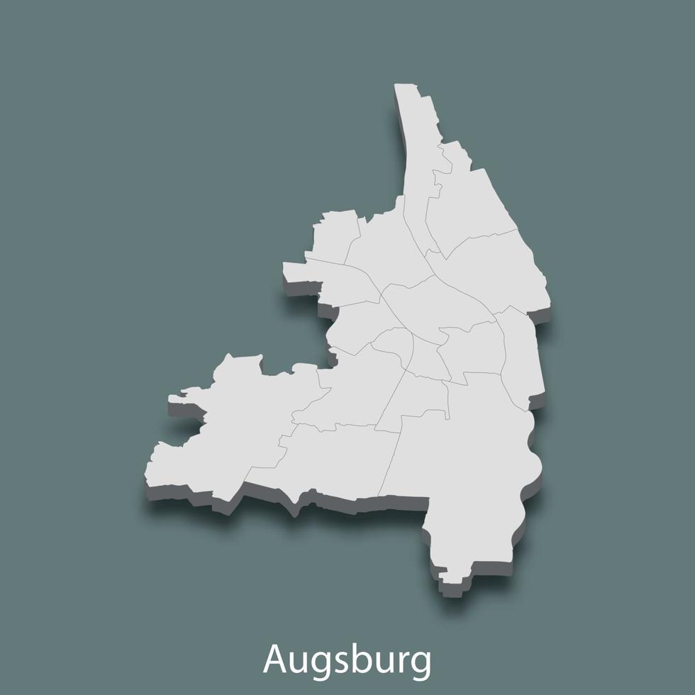 isometrische 3d-karte von augsburg ist eine stadt in deutschland vektor