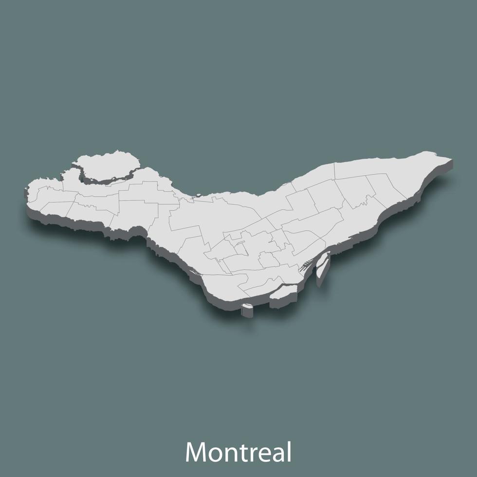 isometrische 3d-karte von montreal ist eine stadt von kanada vektor