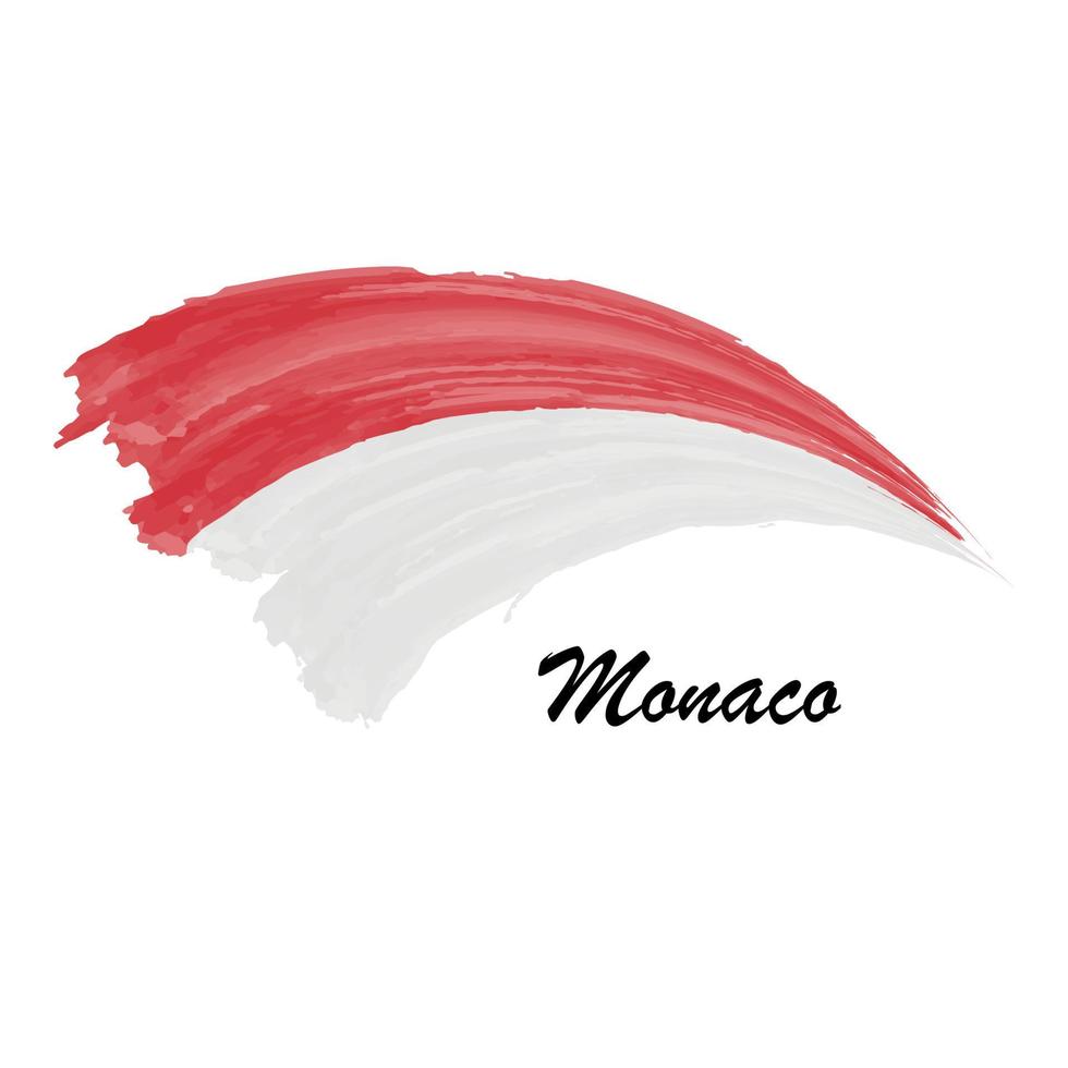 Aquarellmalerei Flagge von Monaco. Pinselstrich-Illustration vektor