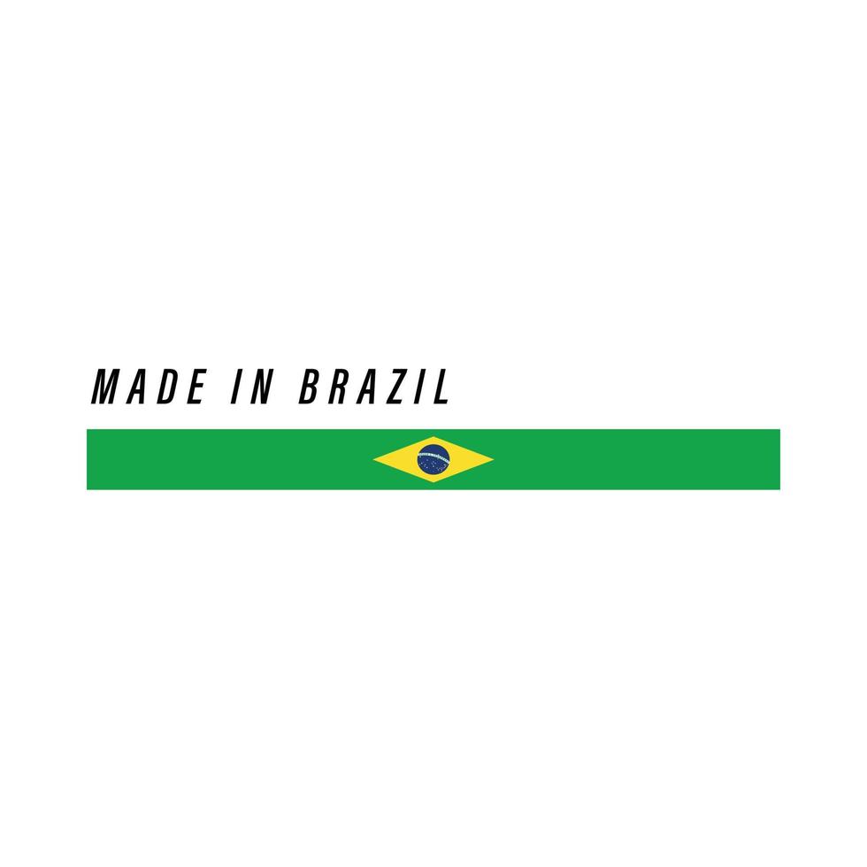 tillverkad i Brasilien, bricka eller märka med flagga isolerat vektor