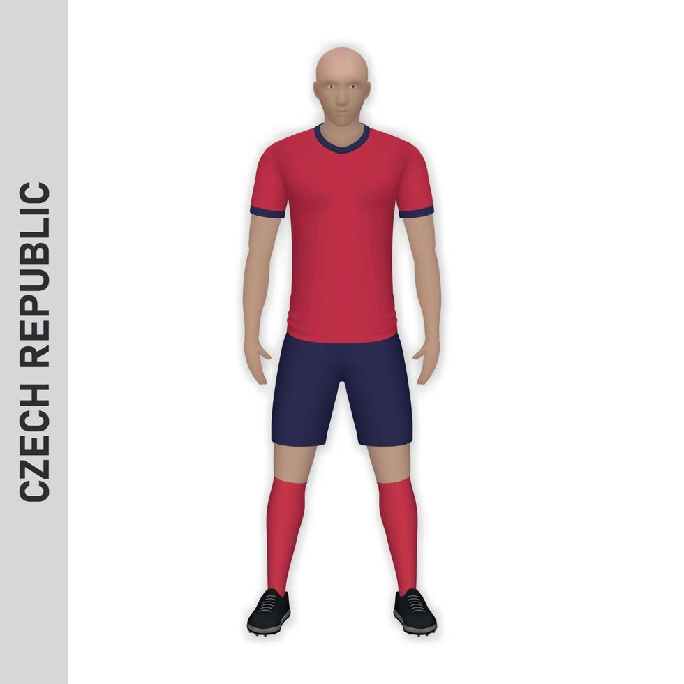 3D-realistisches Fußballspieler-Mockup. Fußballmannschaft der Tschechischen Republik vektor