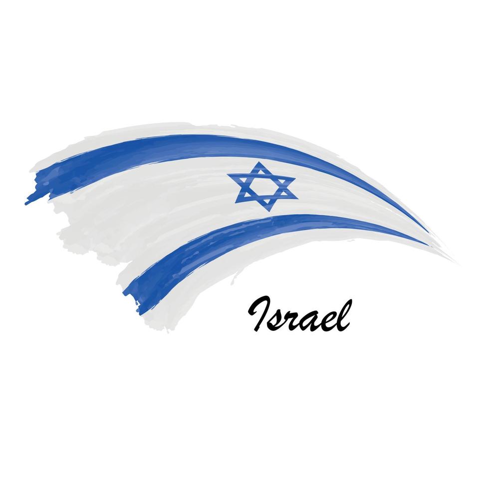 Aquarellmalerei Flagge Israels. Pinselstrich-Illustration vektor