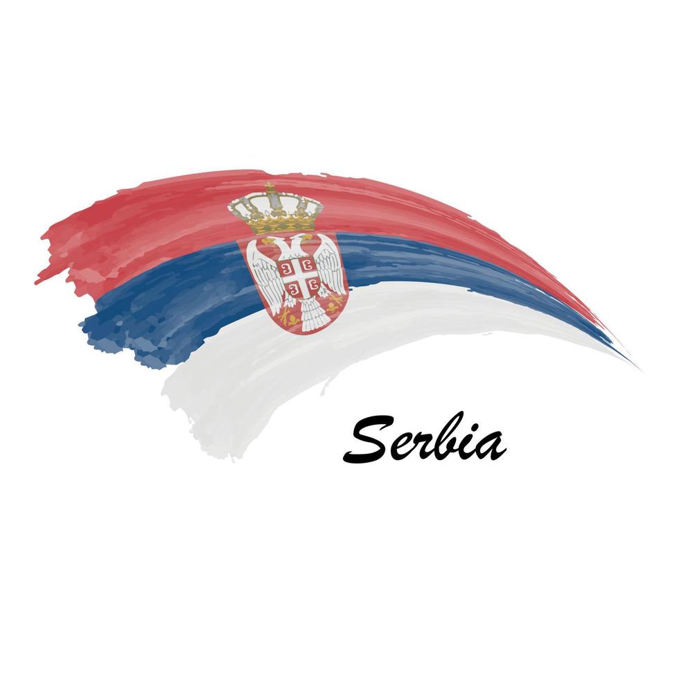vattenfärg målning flagga av serbien. borsta stroke illustration vektor