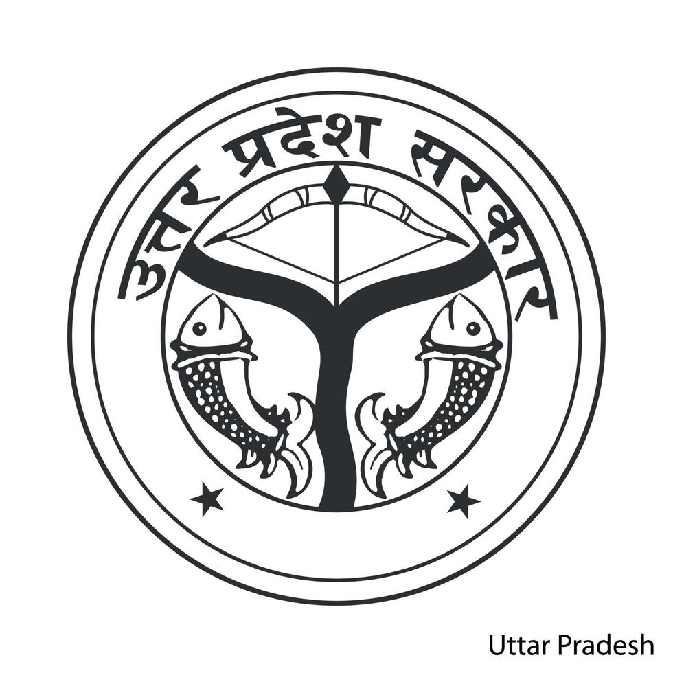 Wappen von Uttar Pradesh ist eine indische Region. Vektor-Emblem vektor