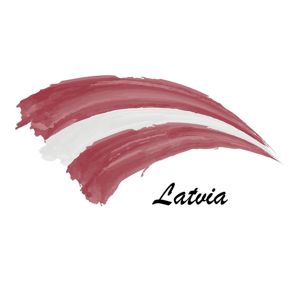 aquarellmalerei flagge von lettland. Pinselstrich-Illustration vektor