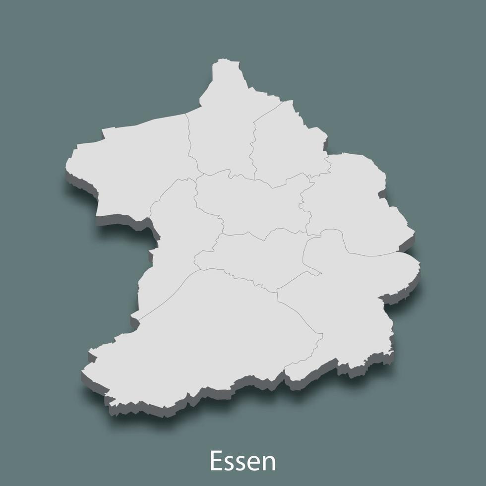 isometrische 3d-karte von essen ist eine stadt in deutschland vektor