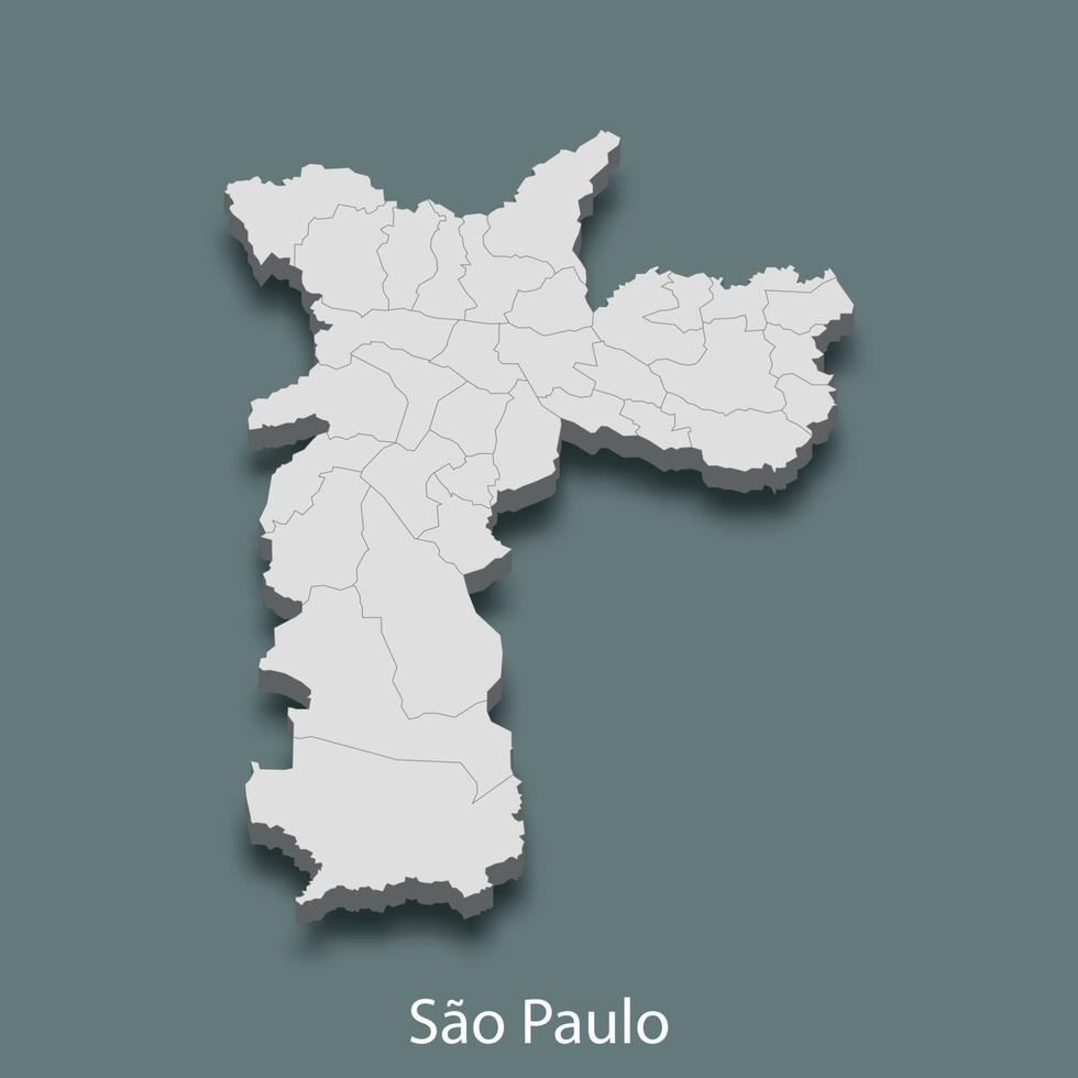 3d isometrisk Karta av sao paulo är en stad av Brasilien vektor