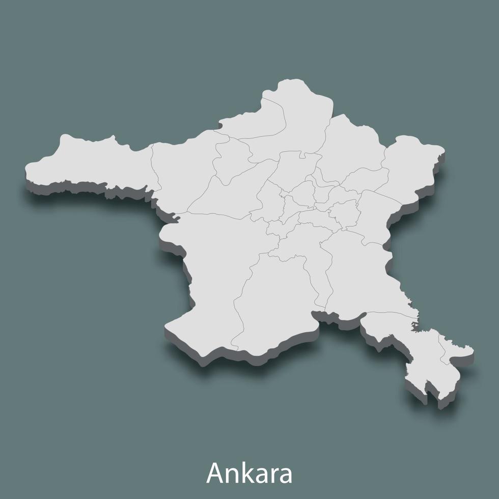 isometrische 3d-karte von ankara ist eine stadt der türkei vektor