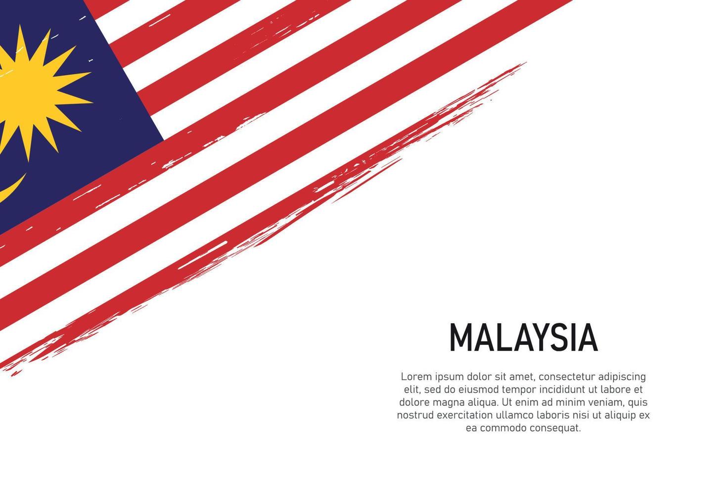 grunge gestalteter pinselstrichhintergrund mit flagge von malaysia vektor