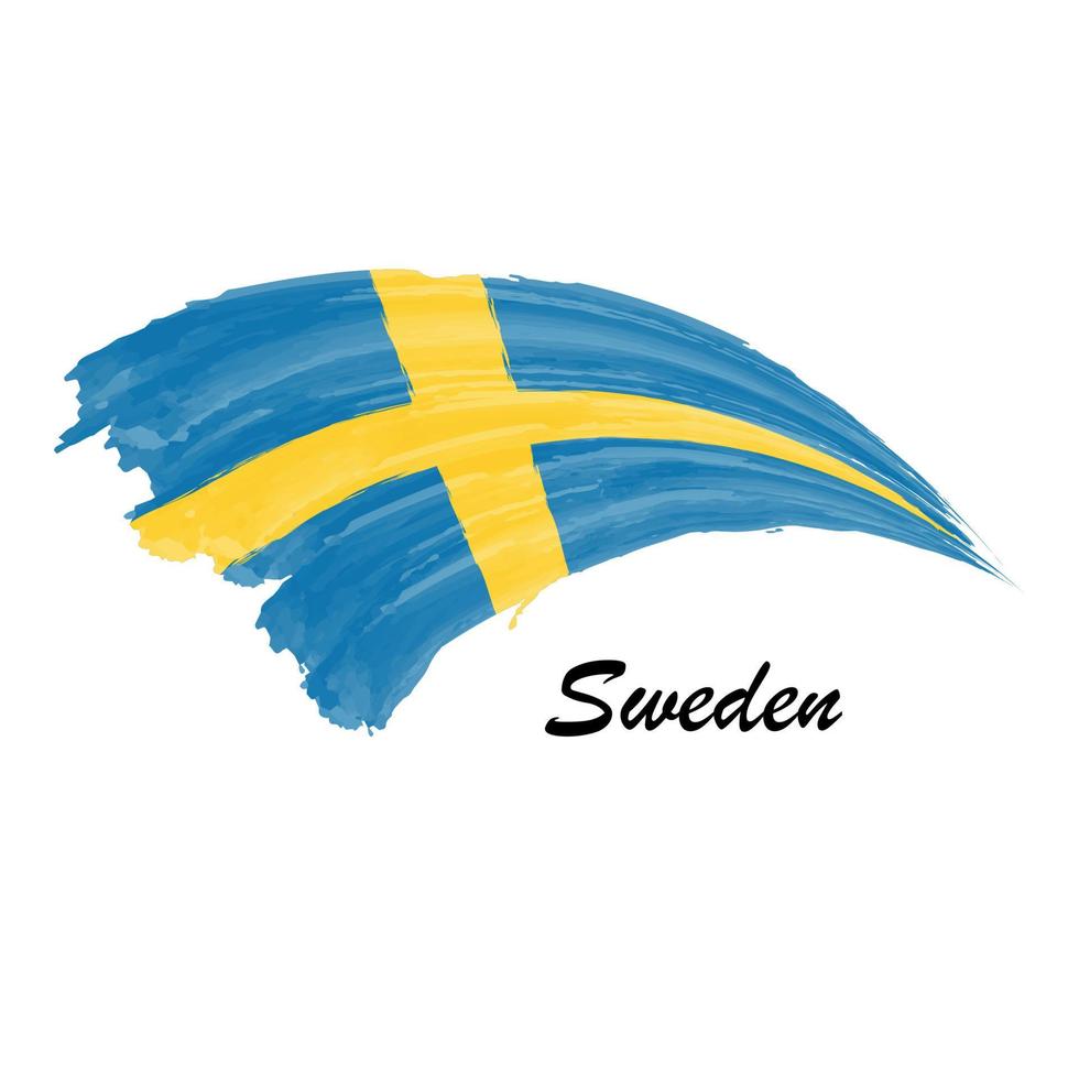 Aquarellmalerei Flagge von Schweden. Pinselstrich-Illustration vektor
