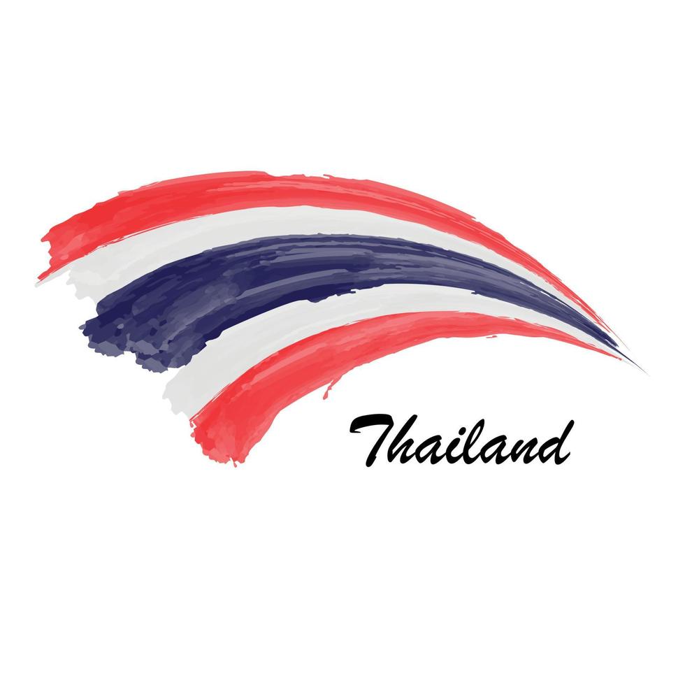 Aquarellmalerei Flagge von Thailand. Pinselstrich-Illustration vektor