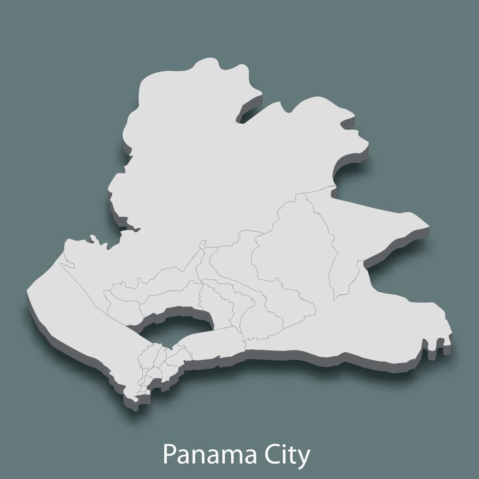 isometrische 3d-karte von panama city ist eine stadt von panama vektor