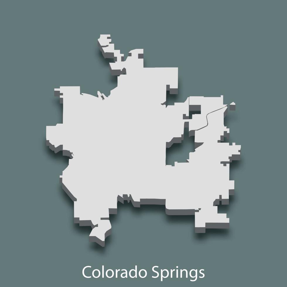 isometrische 3d-karte von colorado springs ist eine stadt der vereinigten staaten vektor