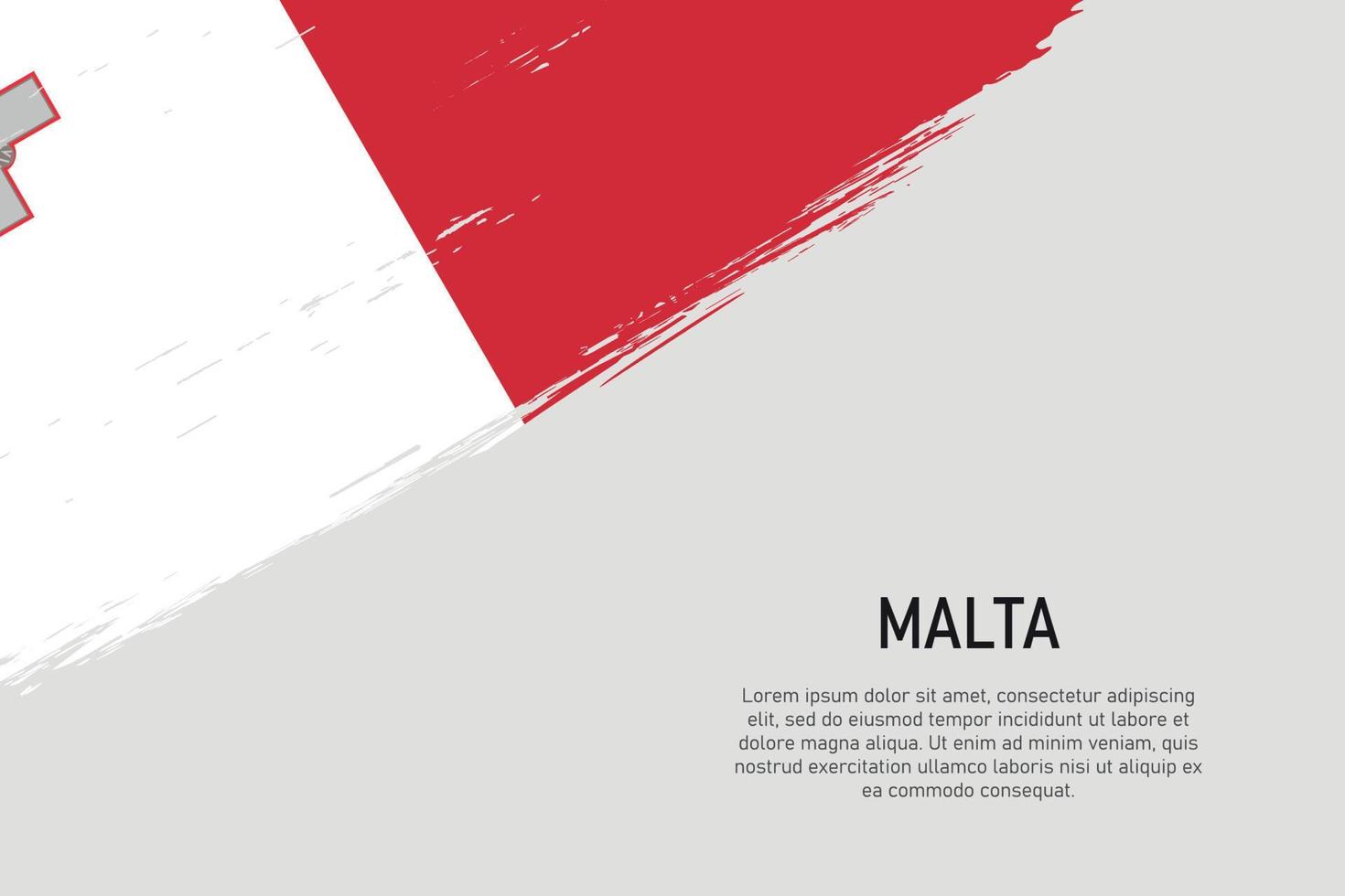 grunge gestalteter pinselstrichhintergrund mit flagge von malta vektor