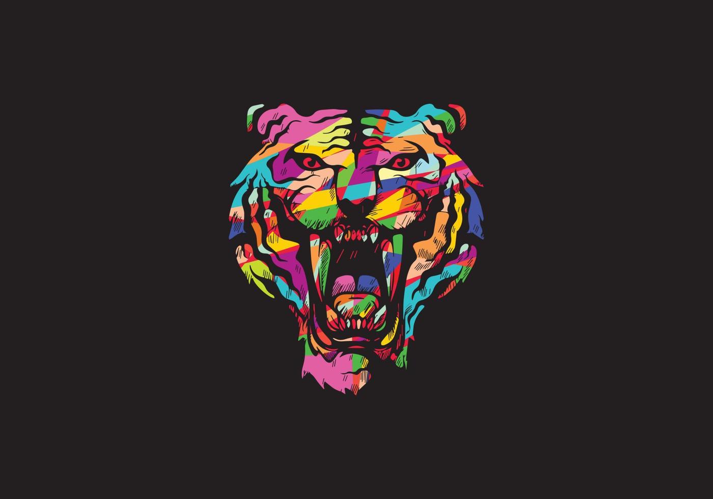 wpap Tigerkopf-Pop-Art-Illustration vektor