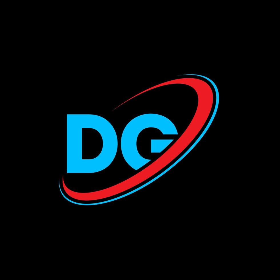 dg-Logo. dg-Design. blauer und roter dg-buchstabe. dg-Brief-Logo-Design. Anfangsbuchstabe dg verknüpfter Kreis Monogramm-Logo in Großbuchstaben. vektor