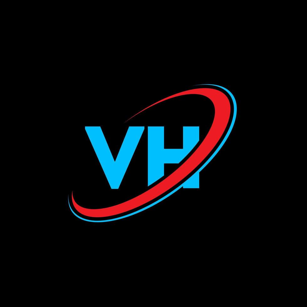 vh vh-Buchstaben-Logo-Design. Anfangsbuchstabe vh verknüpfter Kreis Monogramm-Logo in Großbuchstaben rot und blau. vh-Logo, vh-Design. vh, vh vektor