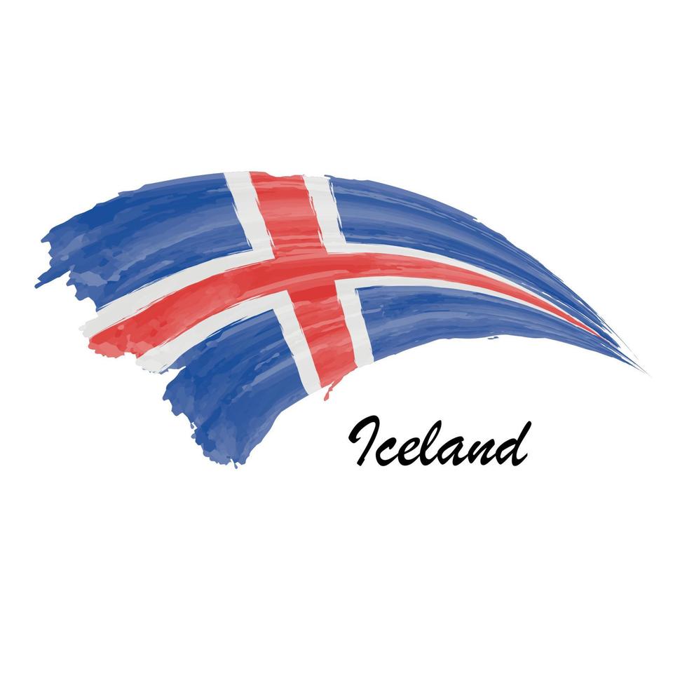 vattenfärg målning flagga av island. borsta stroke illustration vektor