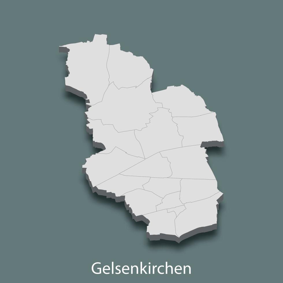3d isometrisk Karta av gelsenkirchen är en stad av Tyskland vektor