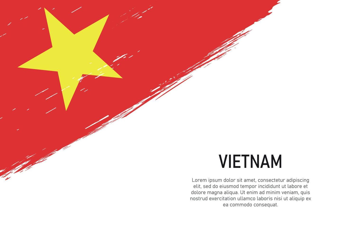 grunge gestalteter pinselstrichhintergrund mit flagge von vietnam vektor