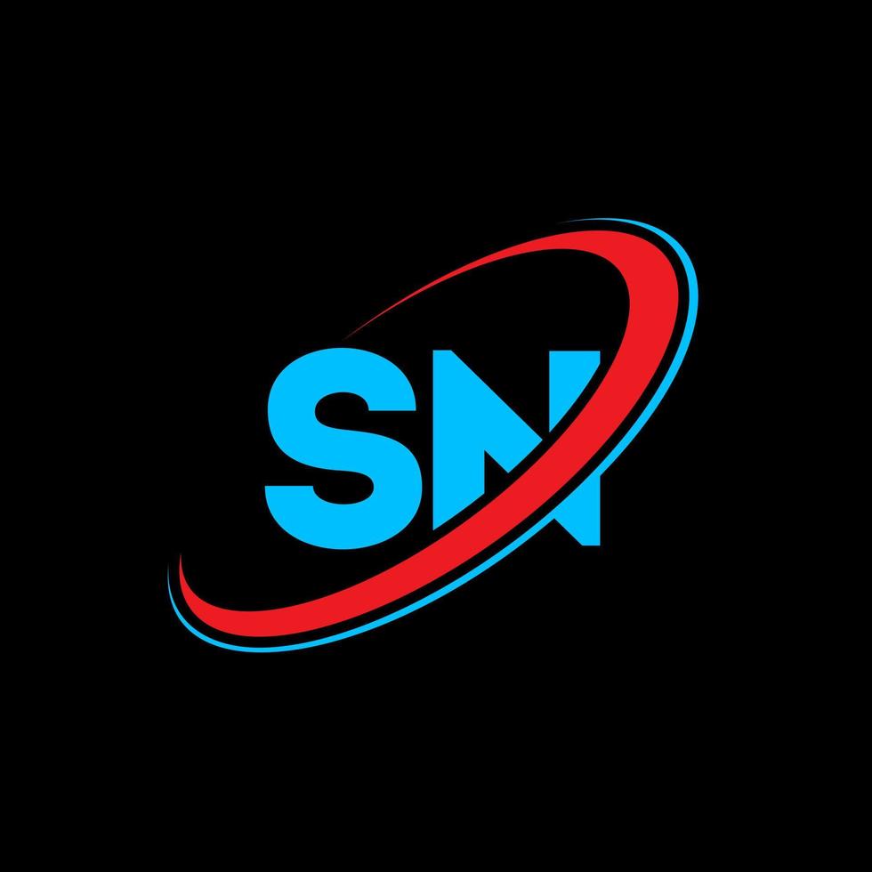 sn-Logo. sn-Design. blauer und roter sn-buchstabe. sn-Brief-Logo-Design. Anfangsbuchstabe sn verknüpfter Kreis Monogramm-Logo in Großbuchstaben. vektor