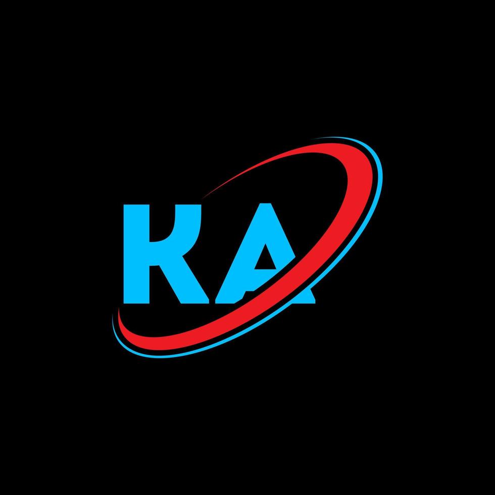 ka-Logo. ka-Design. blauer und roter ka-buchstabe. k-Buchstaben-Logo-Design. Anfangsbuchstabe ka verknüpfter Kreis Monogramm-Logo in Großbuchstaben. vektor