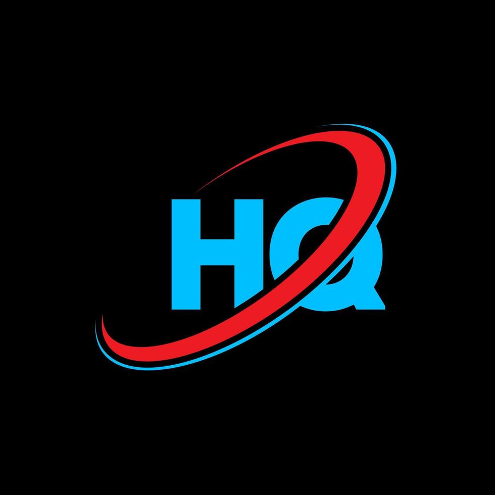 hq-Logo. HQ-Design. blauer und roter hq-buchstabe. hq-Buchstaben-Logo-Design. Anfangsbuchstabe hq verknüpfter Kreis Monogramm-Logo in Großbuchstaben. vektor