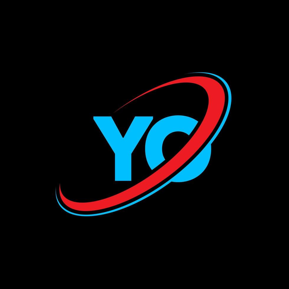 dein Logo. Ihr Design. blauer und roter yo-buchstabe. yo-Brief-Logo-Design. Anfangsbuchstabe yo verknüpfter Kreis Monogramm-Logo in Großbuchstaben. vektor
