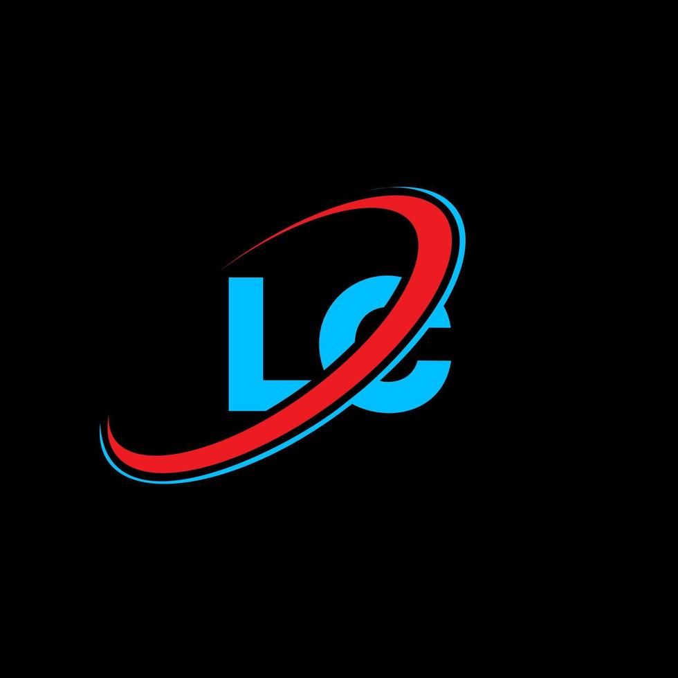 lc l c brev logotyp design. första brev lc länkad cirkel versal monogram logotyp röd och blå. lc logotyp, l c design. lc, l c vektor