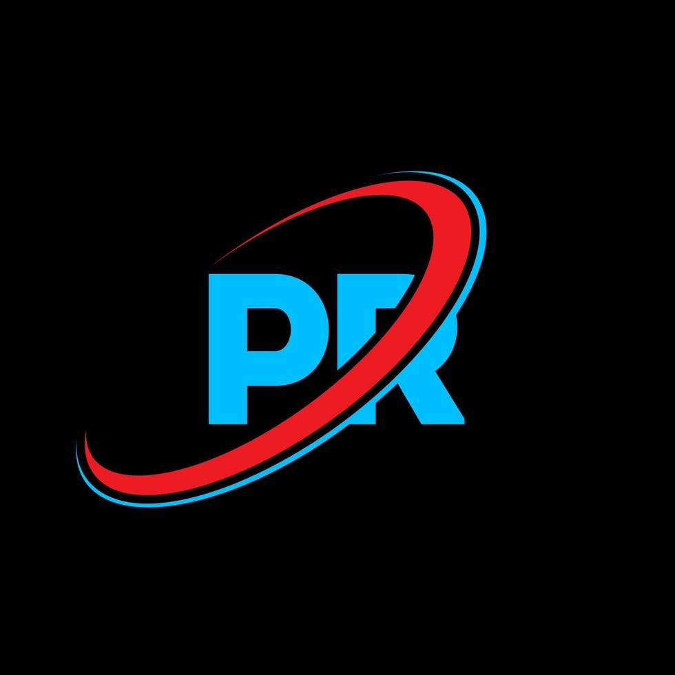pr pr-Brief-Logo-Design. Anfangsbuchstabe pr verknüpfter Kreis Monogramm-Logo in Großbuchstaben rot und blau. PR-Logo, PR-Design. pr, pr vektor