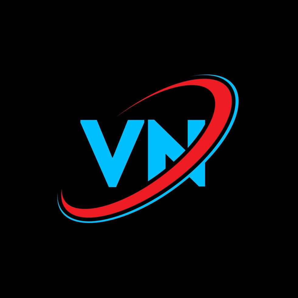 vn-Logo. vn-Design. blauer und roter vn-buchstabe. vn-Brief-Logo-Design. Anfangsbuchstabe vn verknüpfter Kreis Monogramm-Logo in Großbuchstaben. vektor