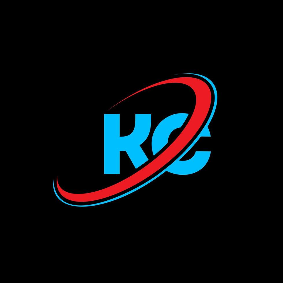 kc k c brev logotyp design. första brev kc länkad cirkel versal monogram logotyp röd och blå. kc logotyp, k c design. kc, k c vektor