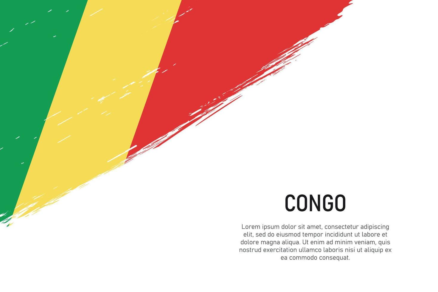 grunge styled borsta stroke bakgrund med flagga av kongo vektor