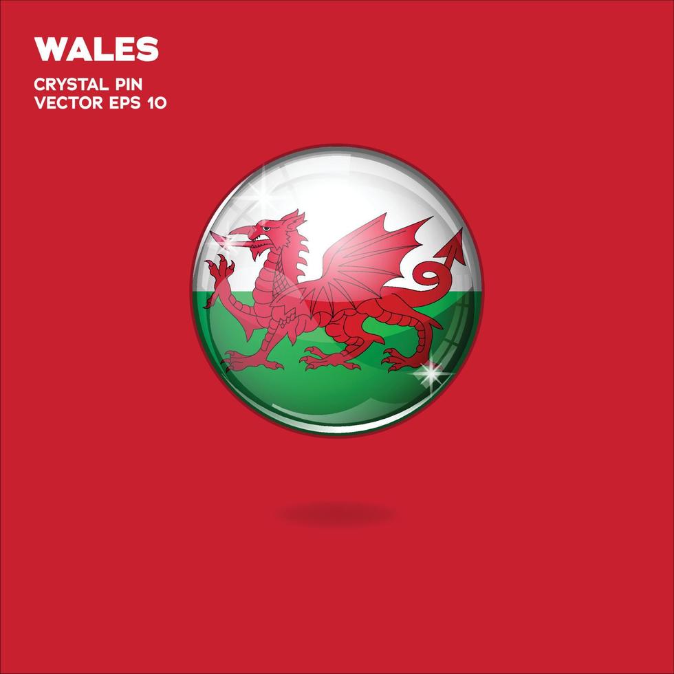 wales flagga 3d knappar vektor