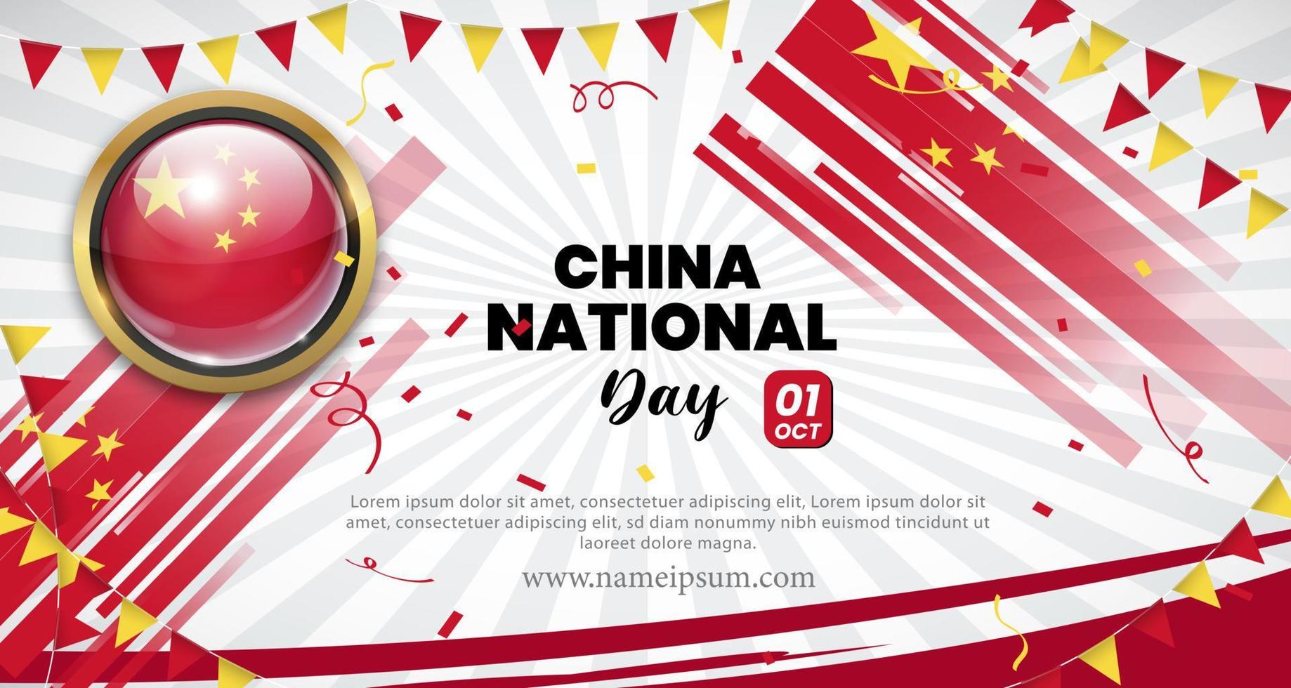 chinesischer Nationalfeiertag. Banner, Grußkarte, Flyer-Design. Poster-Template-Design vektor