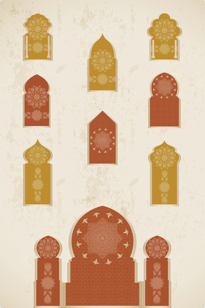islamic arabicum fönster. geometrisk islamic mönster med färgrik arabesk former vektor