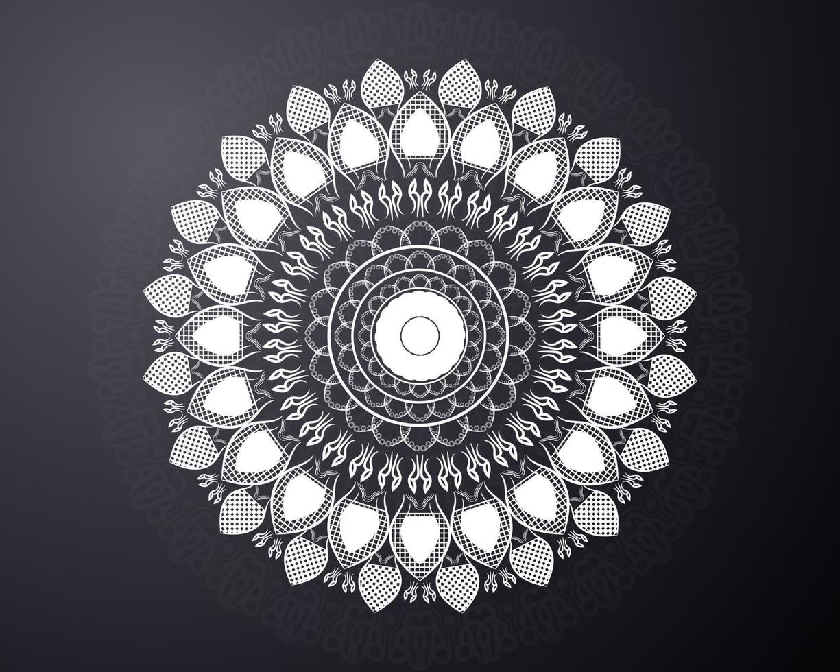 Luxus-Mandala-Kunst mit Hintergrund im arabischen islamischen Stil und Luxus-Hochzeitseinladung und Blumen-Mandala vektor