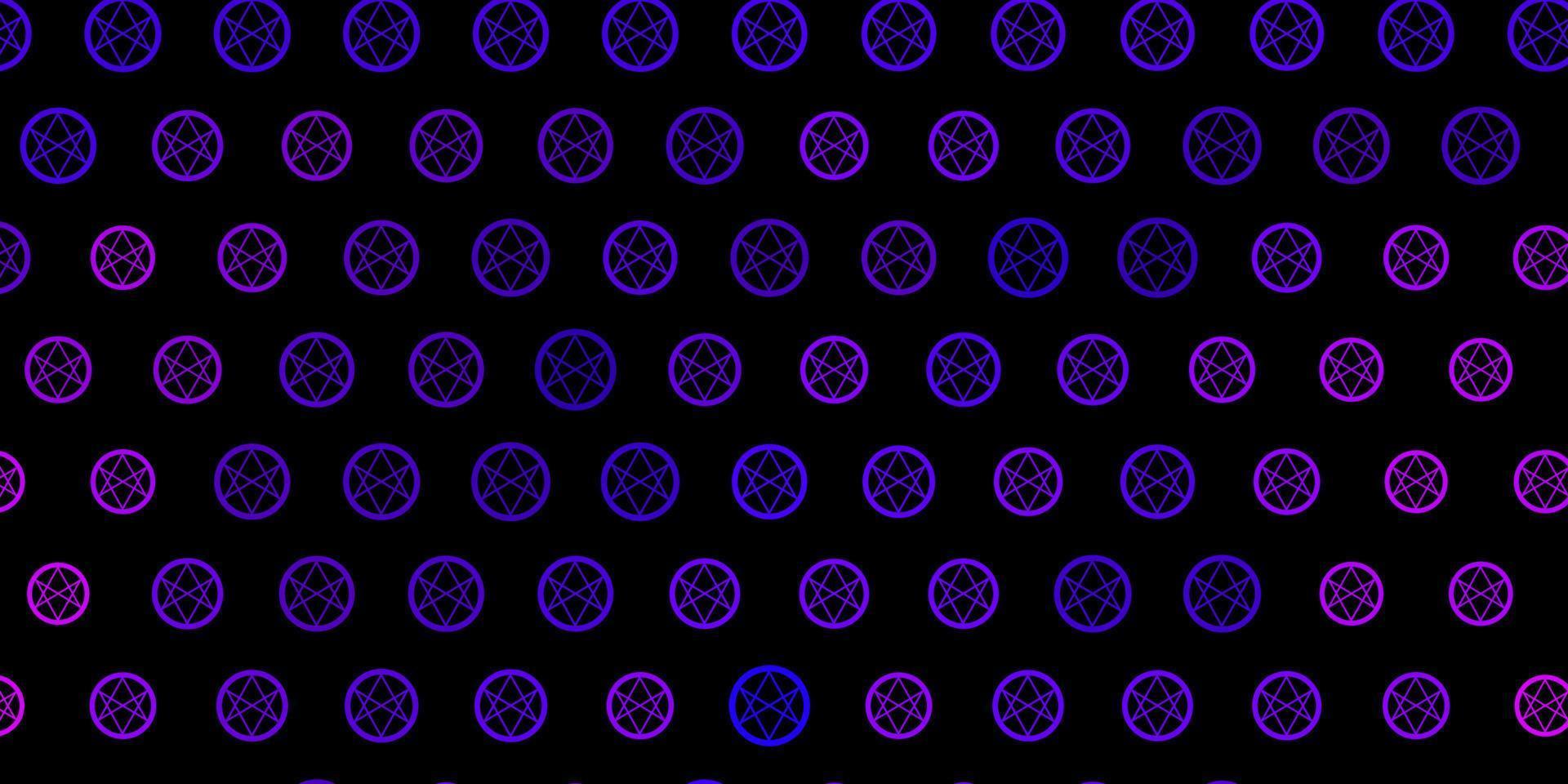 dunkelrosa Vektorhintergrund mit okkulten Symbolen. vektor