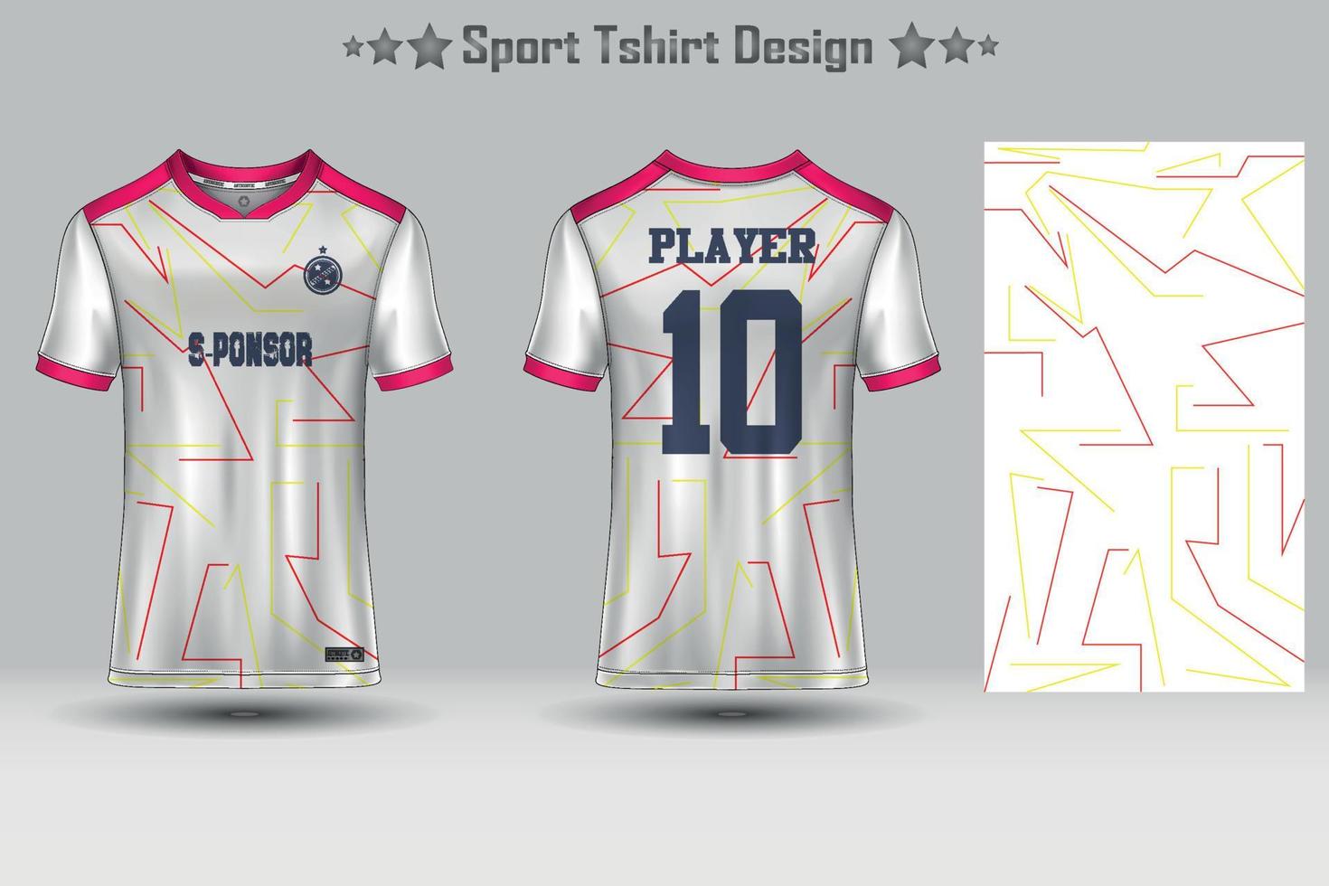 Fußballsport Jersey Mockup abstraktes geometrisches Muster T-Shirt Design vektor