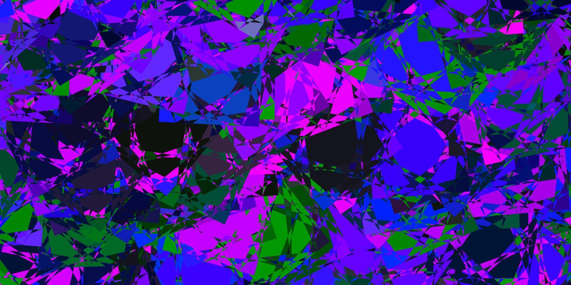 dunkelrosa, blauer Vektorhintergrund mit Dreiecken, Linien. vektor