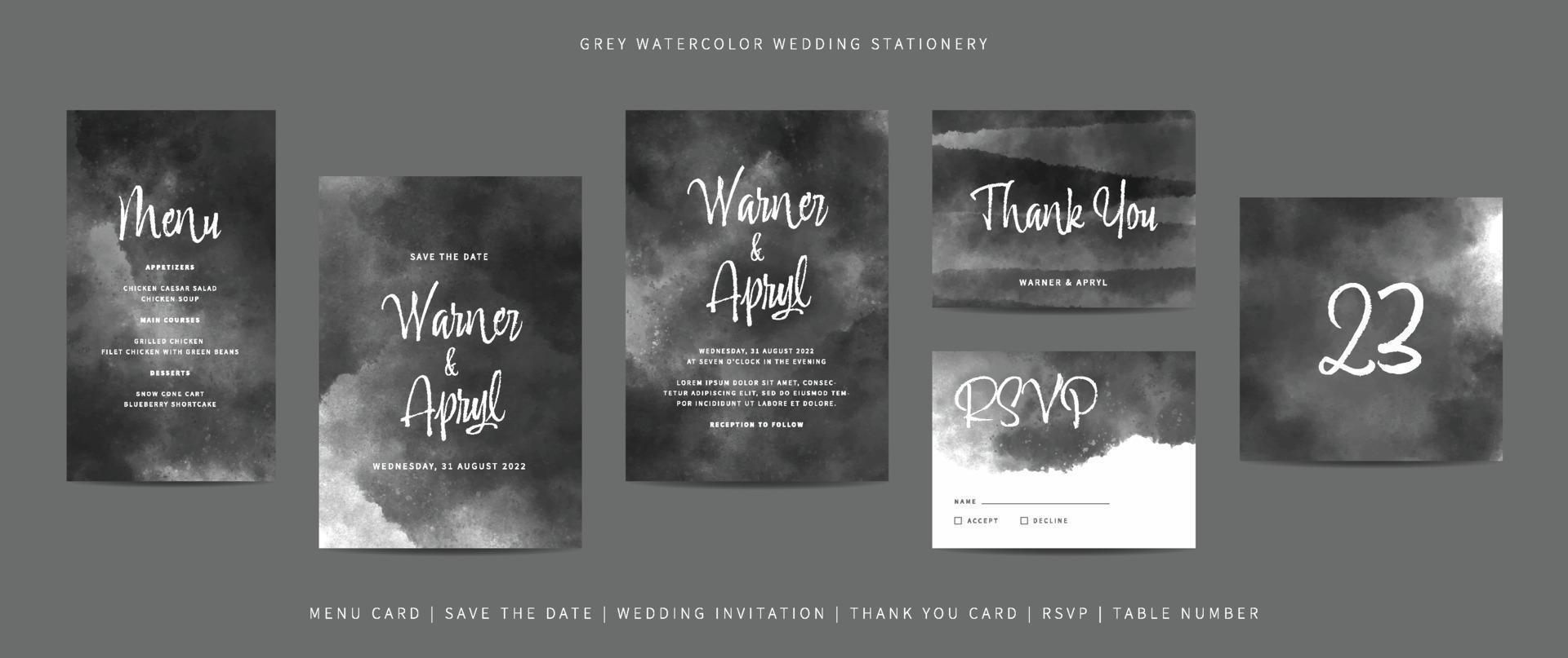 samling av mall bröllop brevpapper med abstrakt vattenfärg vektor