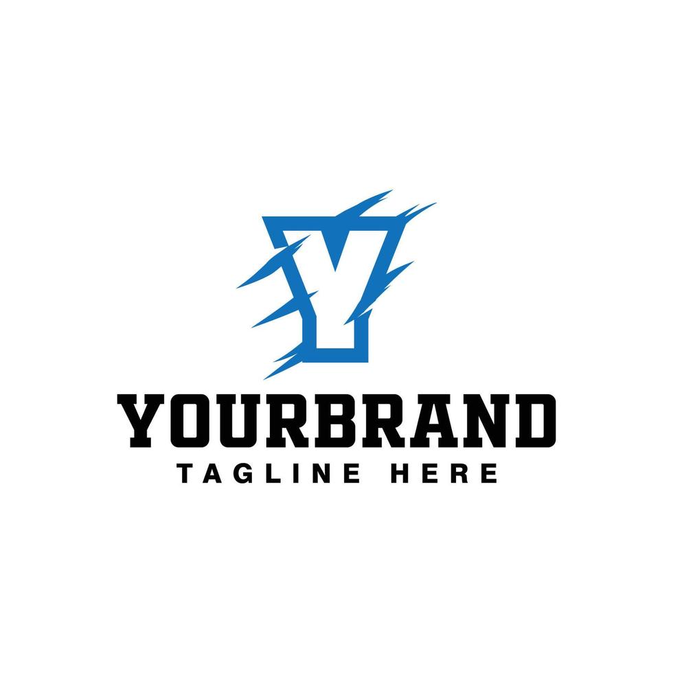 y-Logo kreatives Designkonzept geätzt, in rot, mit Vektorillustration. vektor