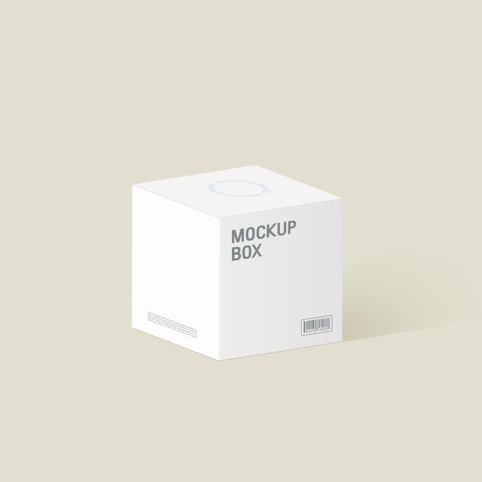 realistische verpackungsbox in weißen farben. quadratisches offenes kastenmodell. vektor