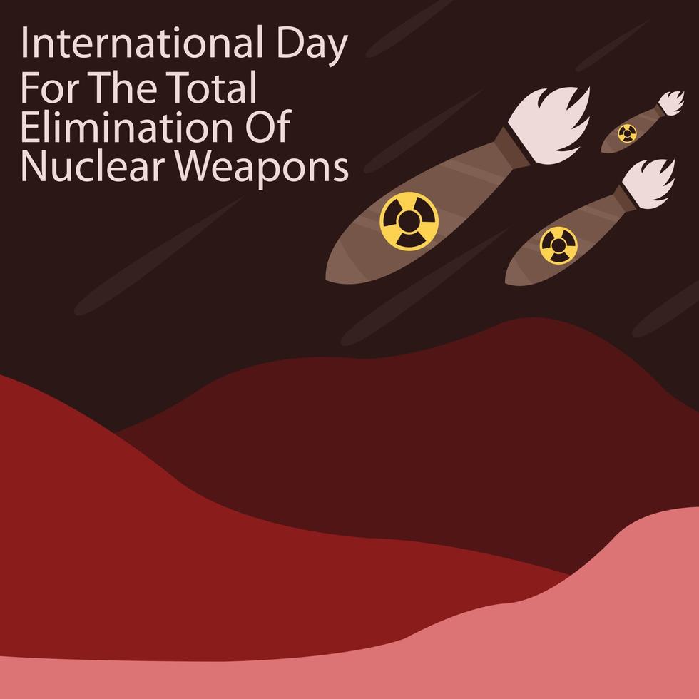 Illustrationsvektorgrafik von Atomraketenschlägen vom Himmel wird auf die Berge fallen, perfekt für den internationalen Tag, die Beseitigung von Atomwaffen, Feiern, Grußkarten, Energie usw. vektor