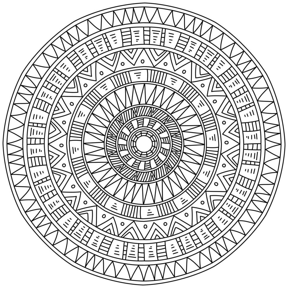 Konturmandala mit linearen Mustern, meditative Malseite mit geraden Linien vektor